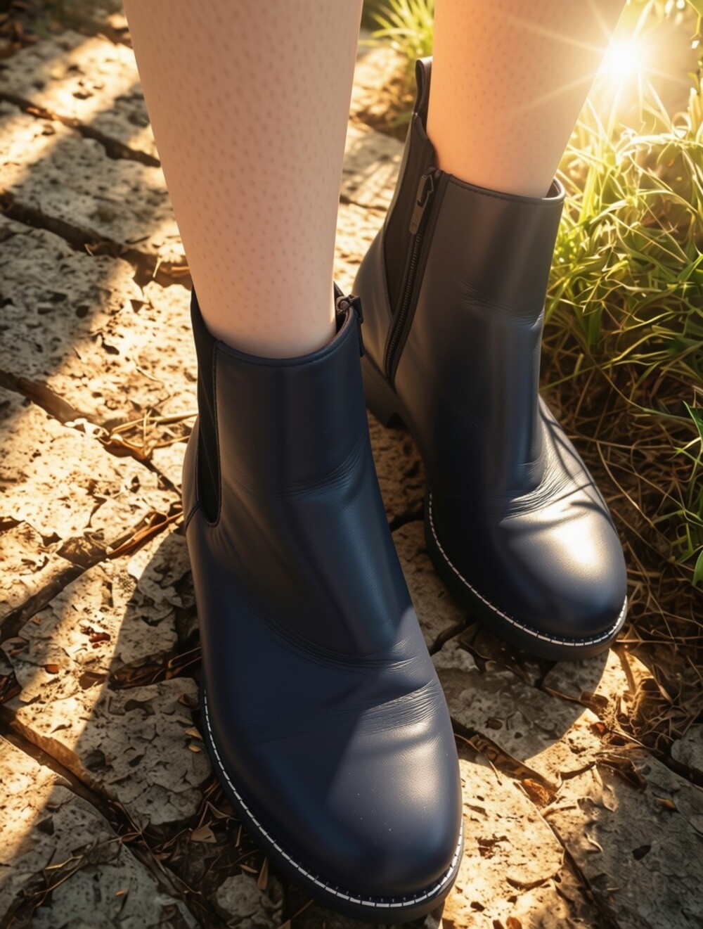 Lands' End Chelsea Boots Women's 8 Black Leather Pull On Ankle